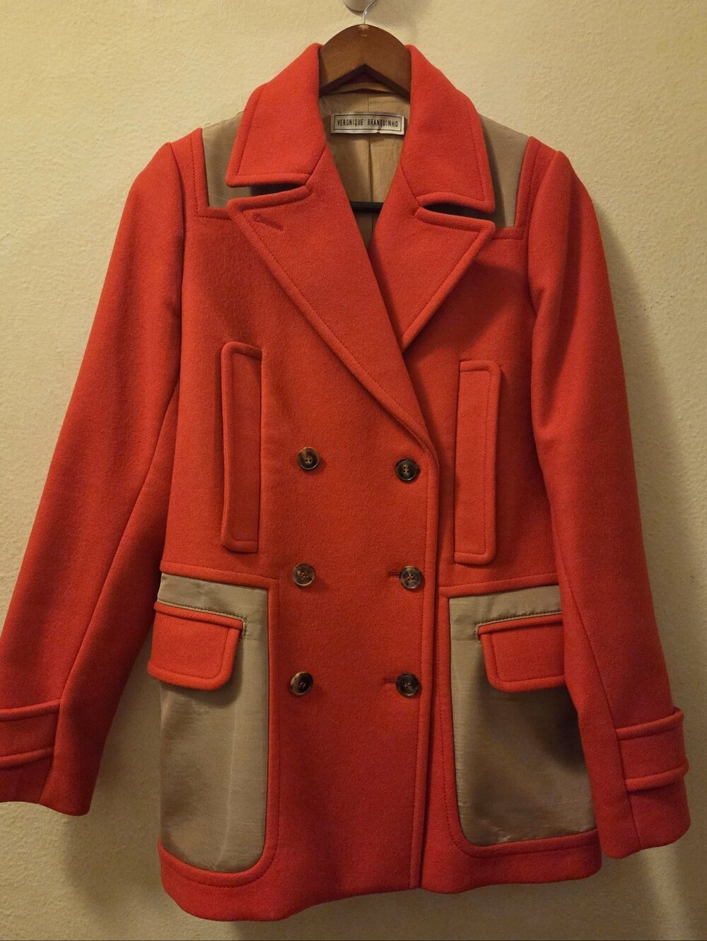 Veronique Branquinho Orange Virgin Wool Coat - Picture 2 of 7